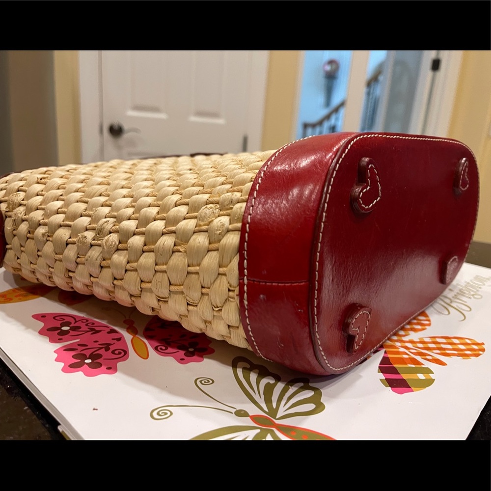 BRIGHTON STRAW & LEATHER BANDANA FABRIC ACCENTED MARILYN SHOULDER BAG - Picture 9 of 14